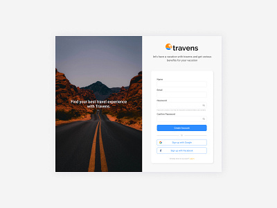 Sign up form app dekstop design form login mobile signup travel ui uiux ux website