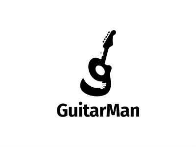 Negative Space Logo - For Sale art branding character flat guitar guitar logo human icon illustration man monogram negative space negativespace unused