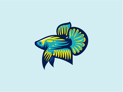 Betta Fish animal art betta betta fish branding character design fish icon illustration logo vector woodcut