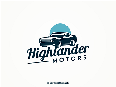 Bold logo concept for Highlander Motors car clean dealership logo mustang1970 retro