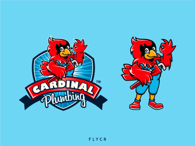 Cardinal Plumbing bird cardinal character emblem logo mascot