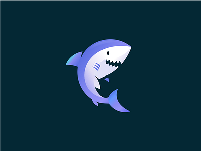 Shark fish icon logo mark shark