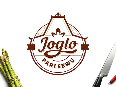 Joglo Pari Sewu Logo brown classic java joglo logo restaurant retro vintage