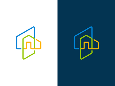 Colorful home logo concept - Monoline