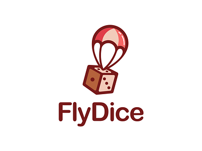 Flydice dice fly icon logo parachute playful