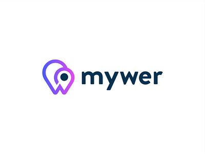 Mywer Logo code design flat location location icon logo monogram monoline simple vector w logo