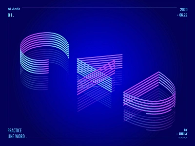 3D striped word practice design dribbble font iiiustrator practice