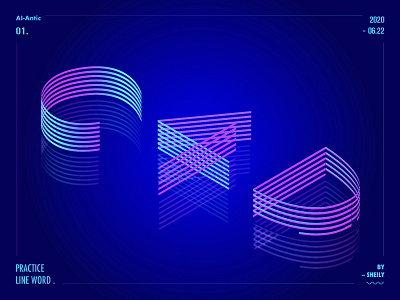 3D striped word practice design dribbble font iiiustrator practice