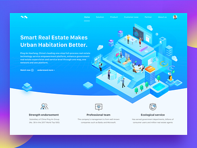 Smart City Home Design 2.5d administration artificial intelligence big data design dribbble finance illustration illustration design intelligent human settlement ocr realty technology blue tenement ui ux web