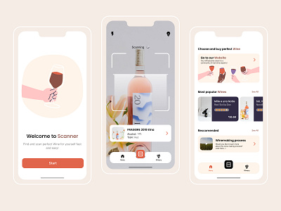 Wine Scanning App app application design illustration mobile scanning ui ux wine