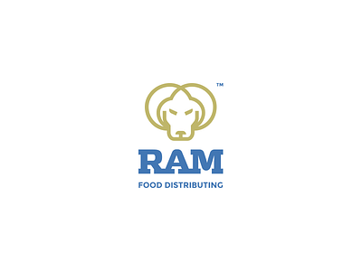 RAM Food blue creative logo distributing food golden logo ram