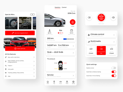 Honda – remote control dashboard and app homepage app auto car concept dashboard mobile ui ux