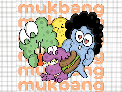 BONBON MUKBANG app art branding design flat graphic design illustration