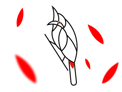 Red-whiskered bulbul Line art logo bird logo line art logo monoline logo red bird