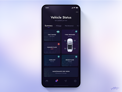 Jaguar Remote App Concept – Vehicle Status app application car clean concept dark design design app interaction interface ios jaguar minimal mobile mobile design remote ui uiux ux vehicle