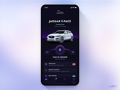 Jaguar Remote App Concept app application car clean concept dark app design interaction interface ios jaguar minimal mobile mobile app mobile ui ui ui design uiux ux