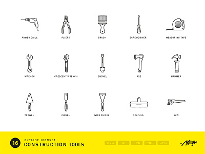 Construction tools (iconset) building building icons construction fix fix tools icon icons outline outline icons repair repair icons tools