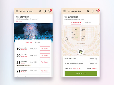 Theatre tickets, mobile ver. creative design interface minimal prototyping theater theatre ui ux web web design website