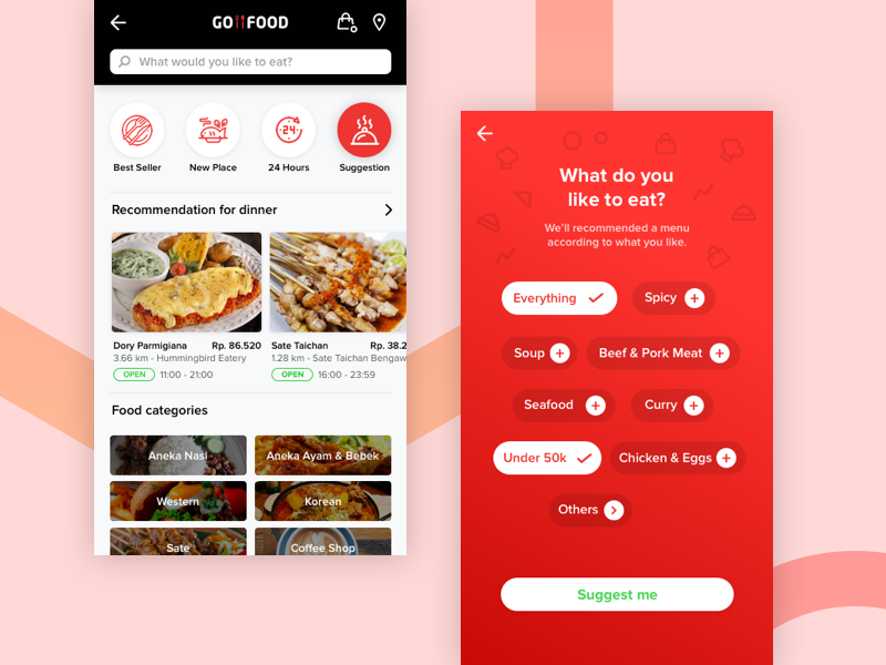 Suggestion Food in GoFood delivery mobile uiux gofood gojek