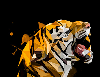 Geometric Art | Tiger geometric animals geometric art geometric tattoo geometric tiger geometry illustration low poly polygon art tiger