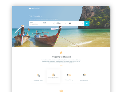 QBIC Travel clean design home page web page simple