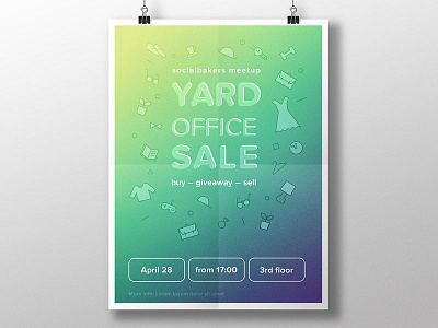 Yard Sale Poster clothes green office poster sale selling socialbakers violet yard