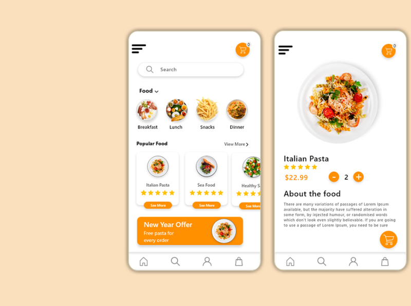 Food Delivery App UI Design Concepts by Prabudevarajan on Dribbble