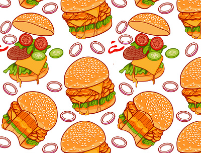 Seamless Pattern of Burger Bites branding burger design eat flat food illustration pattern seamless seamless patter