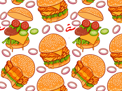 Seamless Pattern of Burger Bites