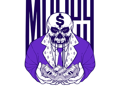 Illustration of money skull bos branding cyberpunk design flat illustration money pattern skull vector