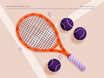 peachtober21 - match ball challenge drawing illustration peachtober21 procreate purple tennis