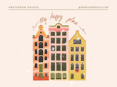 Amsterdam houses amsterdam art colors dailydoseofvisuals design digital digitalart drawing green house illustration ipad pink portfolio postereveryday procreate sketch yellow