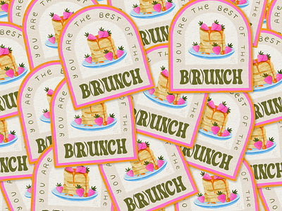 Brunch sticker art blue brunch digital digitalart drawing food green illustrate illustration pancakes pink portfolio posteveryday procreate sticker strawberry yummy