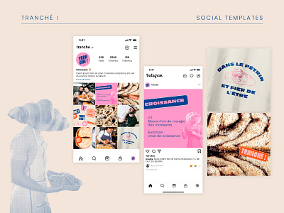Tranché ! — Brand Identity bakery branding bread design digital food graphic design illustration instagram pink posts social social bakery social media social templates templates tranché !