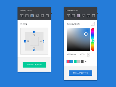 Style Panels: Padding & Color box color picker design editor flex.ly flexly modal padding panel ui ux web