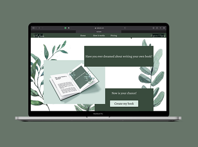 Landing Page book branding create dailyui design graphic design green landing leaves page ui ux