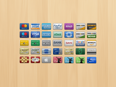Credit Card Icons e commerce icons pixel