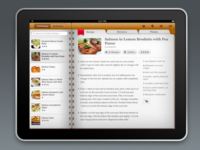 Cookbook ipad paper ui