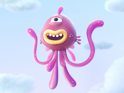 flying Tentacle 3d c4d character cinema4d octane zbrush