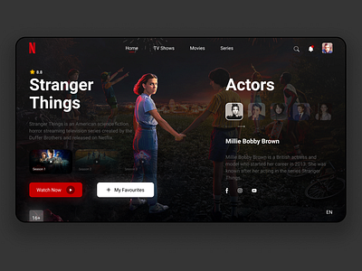 UI Design for Netflix & Strangerthingstv Series.