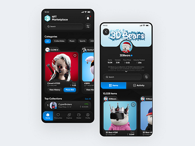 UI Design for NFT Marketplace App 🐱❤️ appdesign behance dailyui design designinspiration dribbble graphic design marketplace mobile mobile app nft nft app ui uidesign uidesigner uiux ux uxdesign webapp webdesign