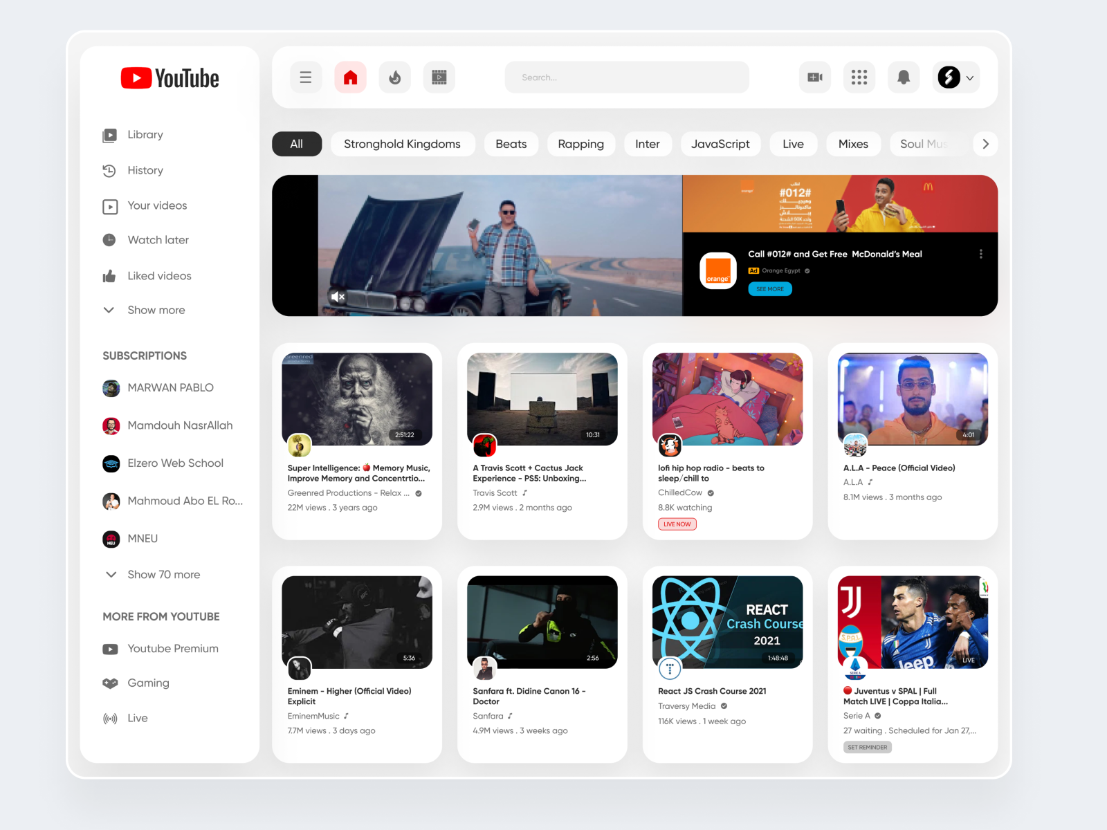 Youtube Redesign by Ahmed Saad on Dribbble