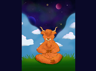 Freelance Project: Meditating Cow character art character concept character design character illustration concept art design digital art digital painting illustration