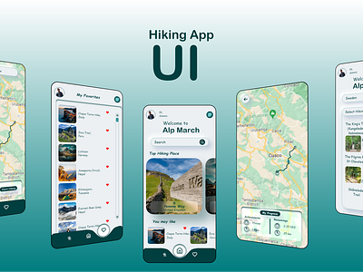 hiking Android mobile app UI