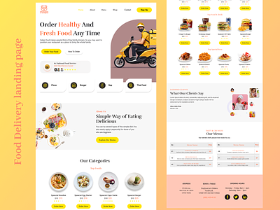 Food Delivery Landing Page app design graphic design landingpage ui uiux ux design. web landing page web page