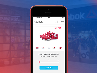 Reebok Responsive flat design ios design product page reebok responsive sports ui design web design