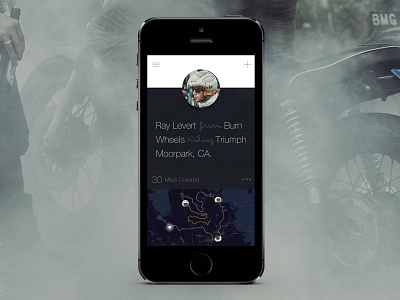 Rider Profile app design ios iphone map profile rider screen