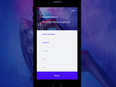Registration app design fashion fashion app mobile purple registration sign up steps ui