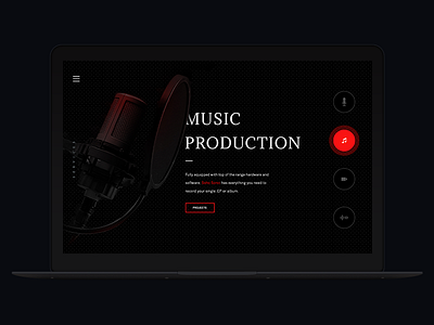 Soho Sonic Services black dark design landing page music music production product design product page red ui web design website