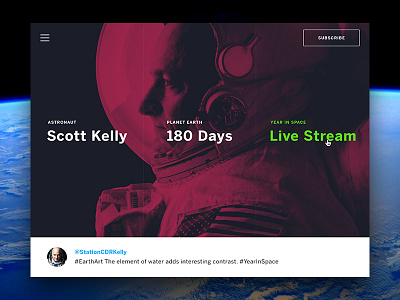 Year In Space interactive landing page nasa photoshop product scott kelly space ui web design website